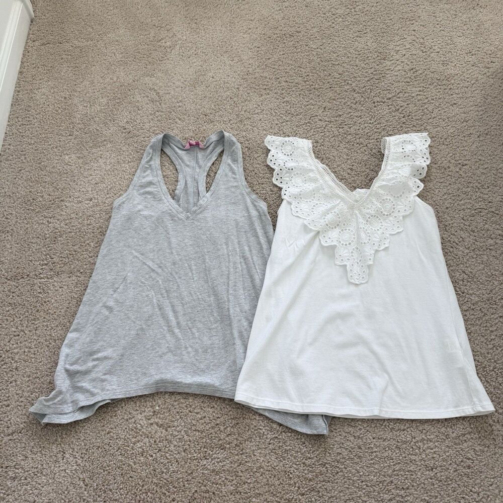 Lilly Pulitzer Women’s Set Of 2 Tank Tops Sleeveless Summer Minimalist Sz XS